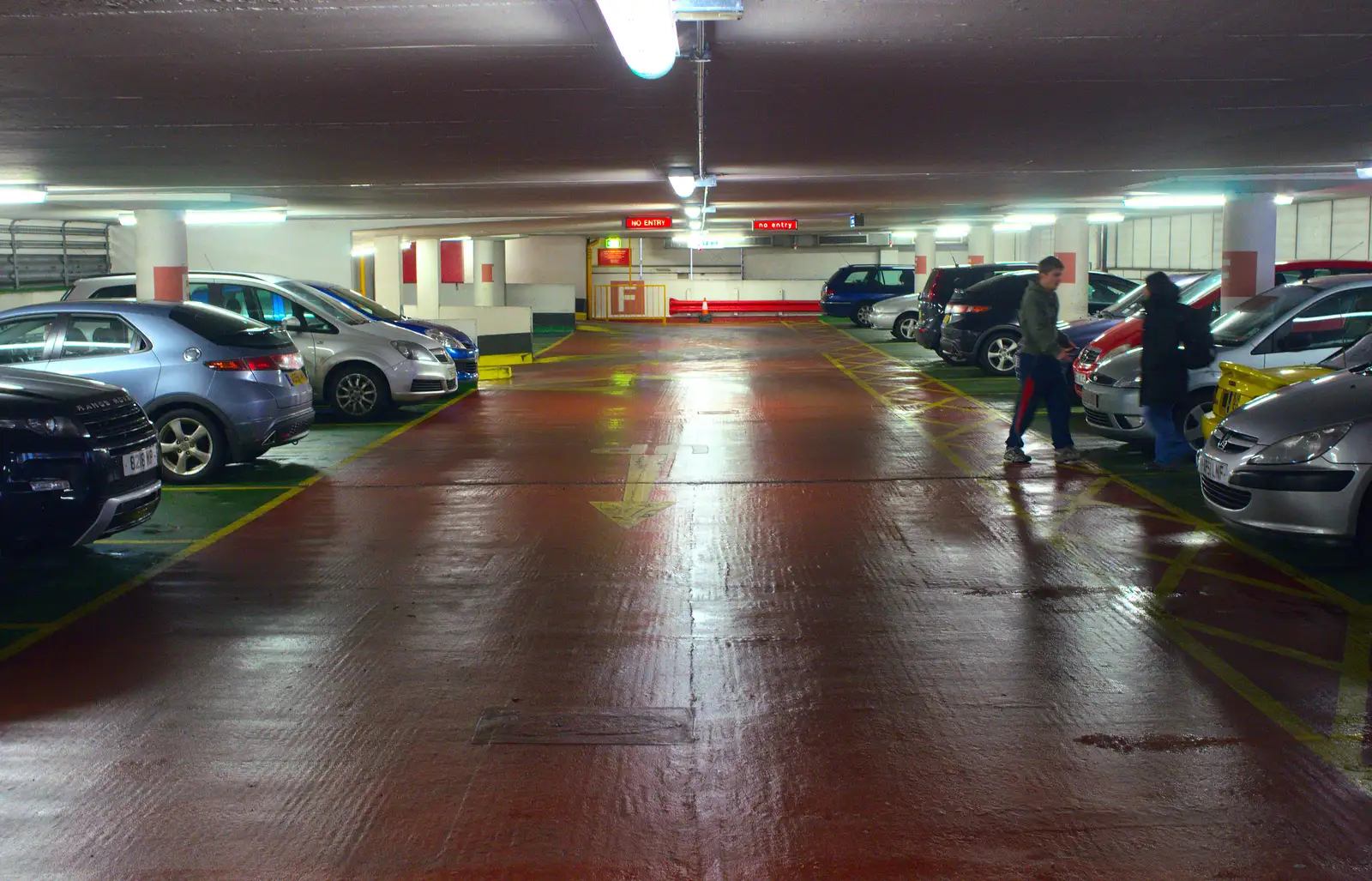 The red-painted concrete of St. Giles car park, from Harry Eats, and a Little London Randomness, Suffolk and London - 12th February 2013