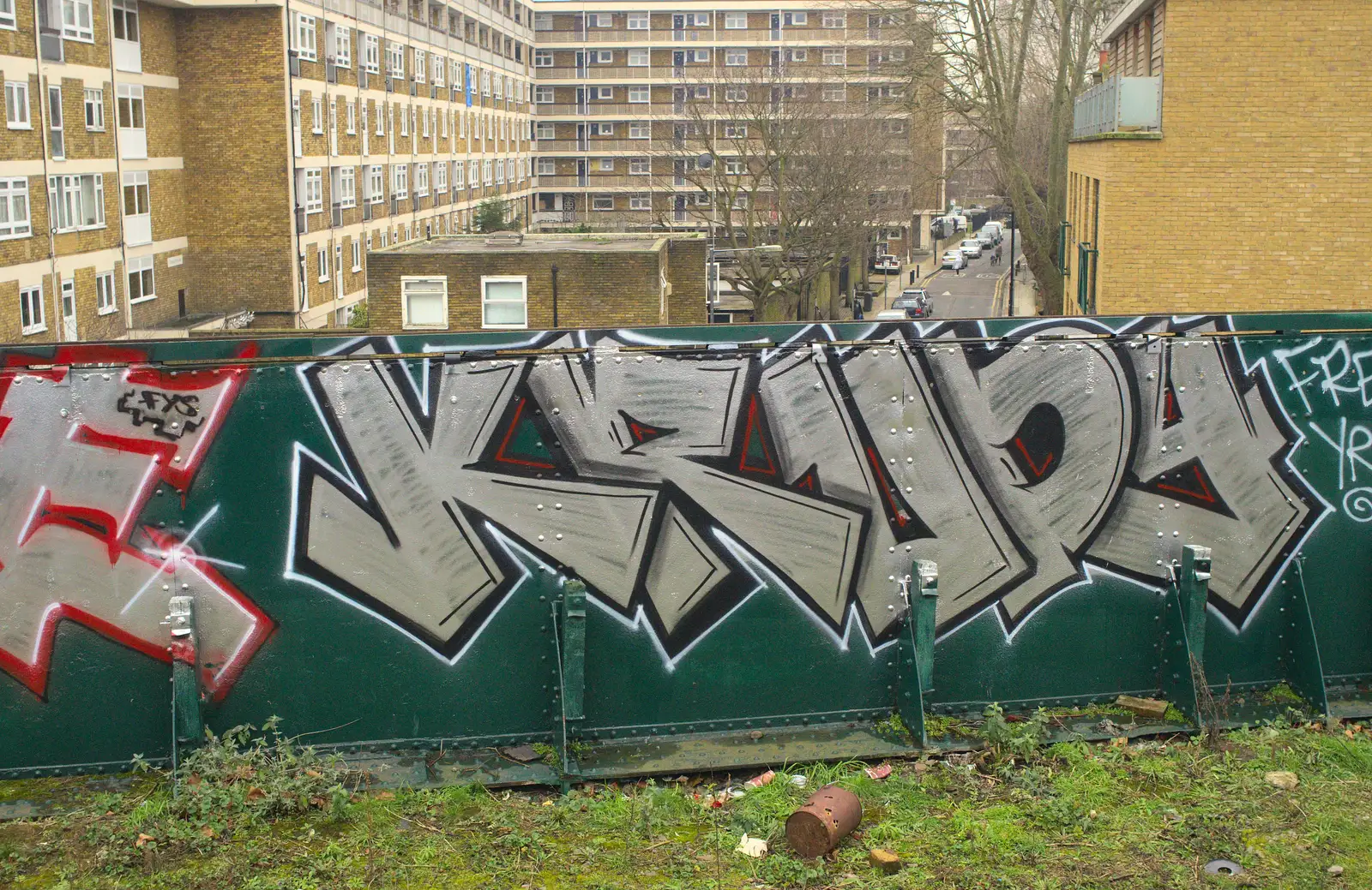 Krupa graffiti on a railway bridge, from Harry Eats, and a Little London Randomness, Suffolk and London - 12th February 2013