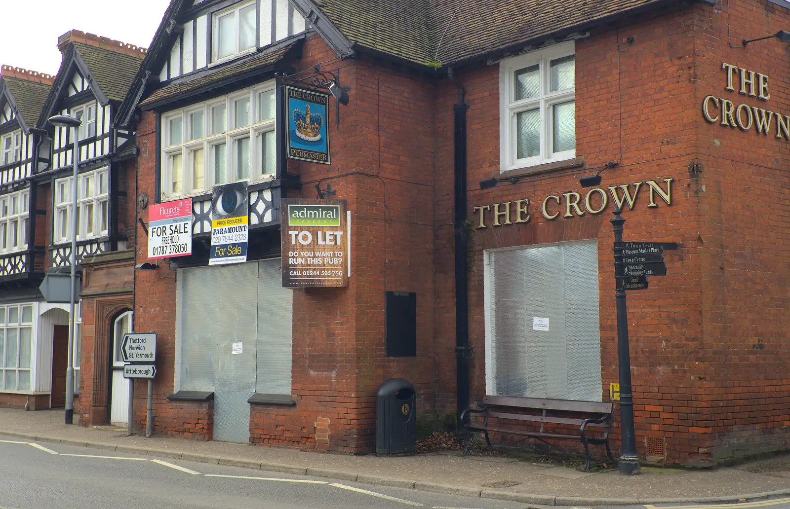 The Crown on St. Nicholas Street closes too, from Music at Amandines and a High Lodge Bike Ride, Diss and Brandon - 17th February 2013