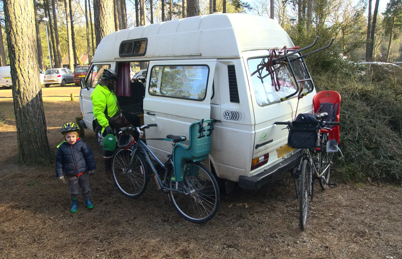 The van and the bikes, parked up at High Lodge, from Music at Amandines and a High Lodge Bike Ride, Diss and Brandon - 17th February 2013