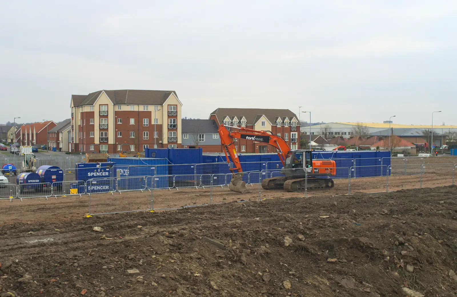 The bed for a new railway line is constructed, from The Demolition of the Bacon Factory, Ipswich, Suffolk - 20th February 2013