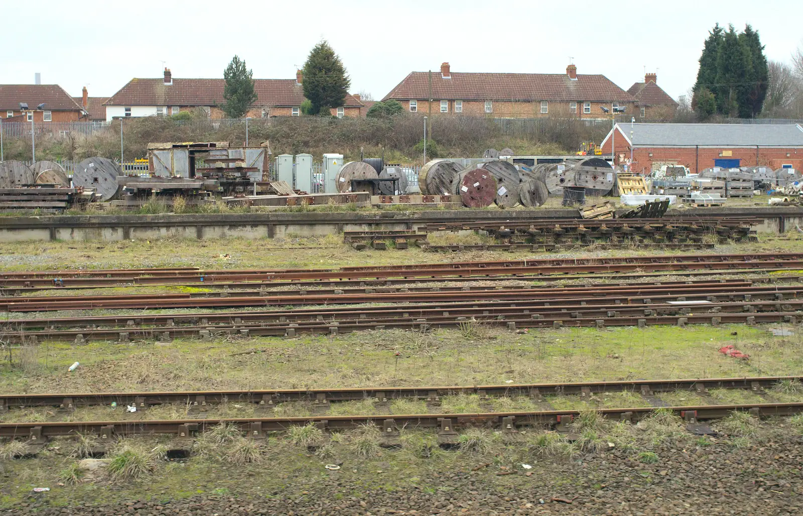 Loads of cable reels in the Ipswich Goods Yard, from The Demolition of the Bacon Factory, Ipswich, Suffolk - 20th February 2013