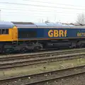 Class 66 'Shed' 66713 in the goods yard, The Demolition of the Bacon Factory, Ipswich, Suffolk - 20th February 2013