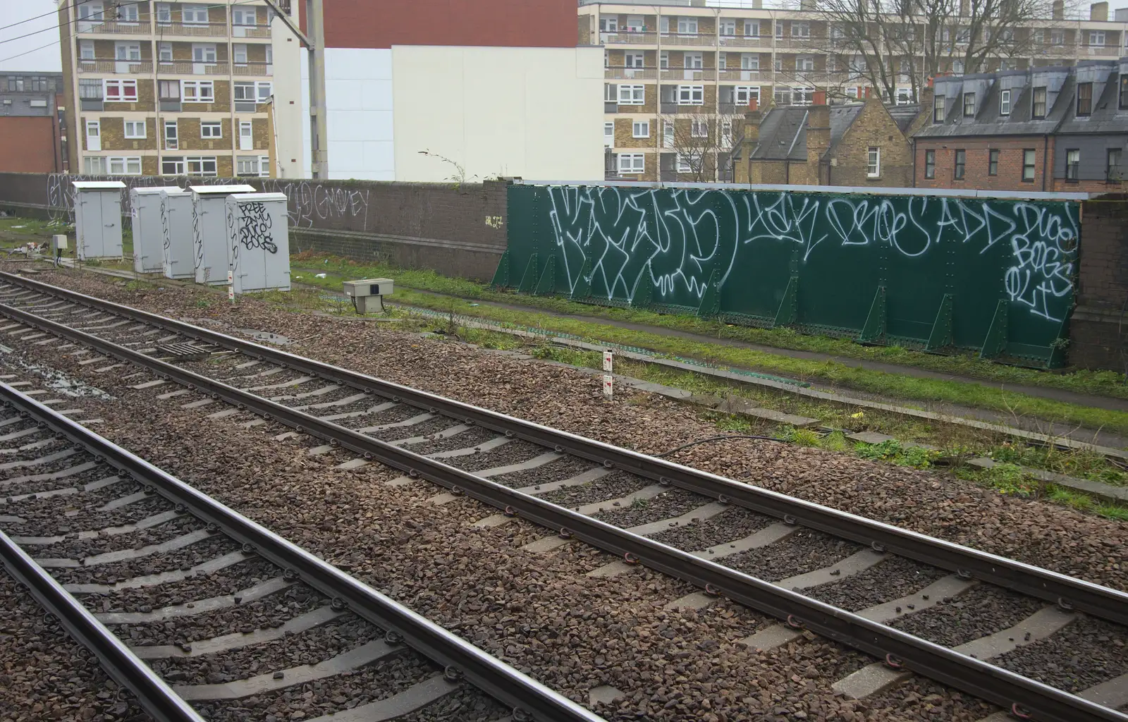 Outline graffiti on a bridge, from The Demolition of the Bacon Factory, Ipswich, Suffolk - 20th February 2013