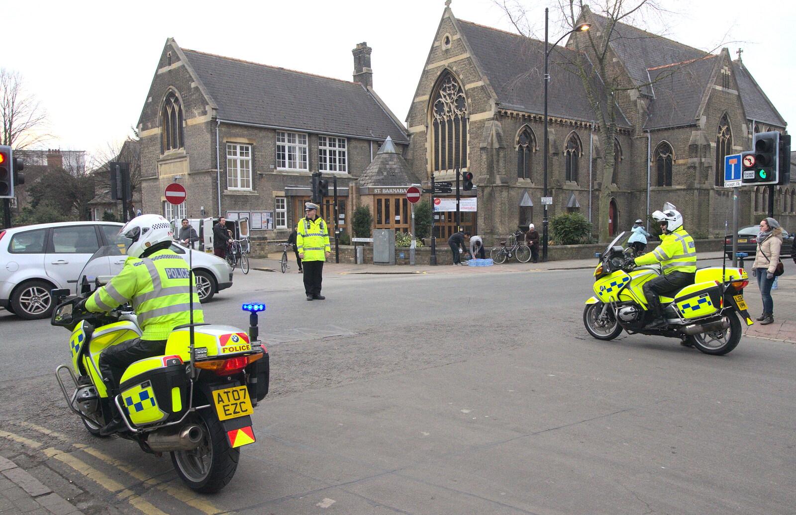 Rozzers block off the Gwydir Street junction from An Anti-Fascist March, Mill Road, Cambridge - 23rd February 2013