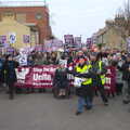 The marchers wait, An Anti-Fascist March, Mill Road, Cambridge - 23rd February 2013