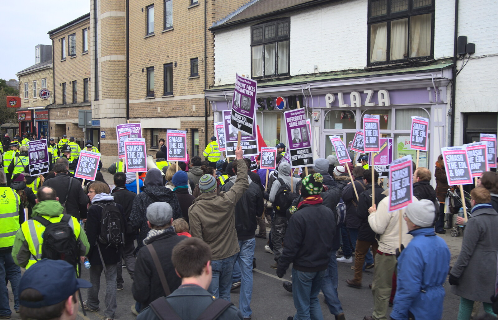 Passing Seoul Plaza from An Anti-Fascist March, Mill Road, Cambridge - 23rd February 2013