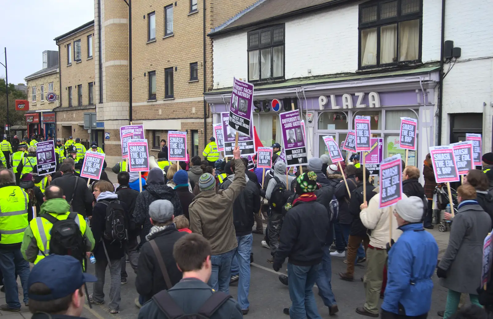 Passing Seoul Plaza, from An Anti-Fascist March, Mill Road, Cambridge - 23rd February 2013