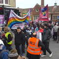 Rainbow flags, An Anti-Fascist March, Mill Road, Cambridge - 23rd February 2013