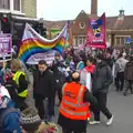 Rainbow flags, An Anti-Fascist March, Mill Road, Cambridge - 23rd February 2013