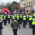 A mass of police follows the demo up the road, An Anti-Fascist March, Mill Road, Cambridge - 23rd February 2013
