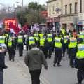 A mass of police follows the demo up the road, An Anti-Fascist March, Mill Road, Cambridge - 23rd February 2013