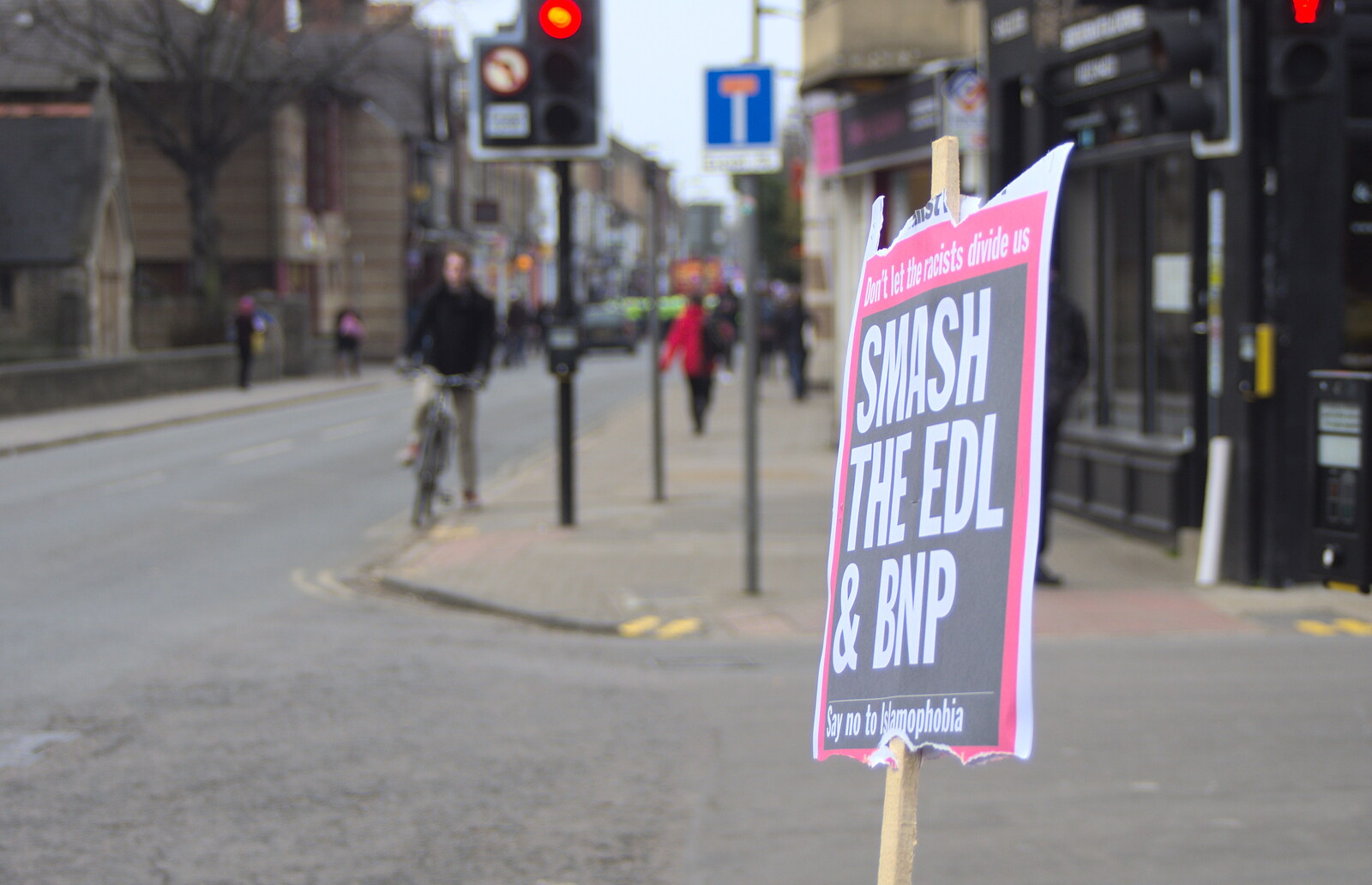 A placard on Mill Road from An Anti-Fascist March, Mill Road, Cambridge - 23rd February 2013