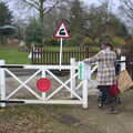 Crossing the railway line, A Walk around Bressingham Winter Garden, Bressingham, Norfolk - 3rd March 2013