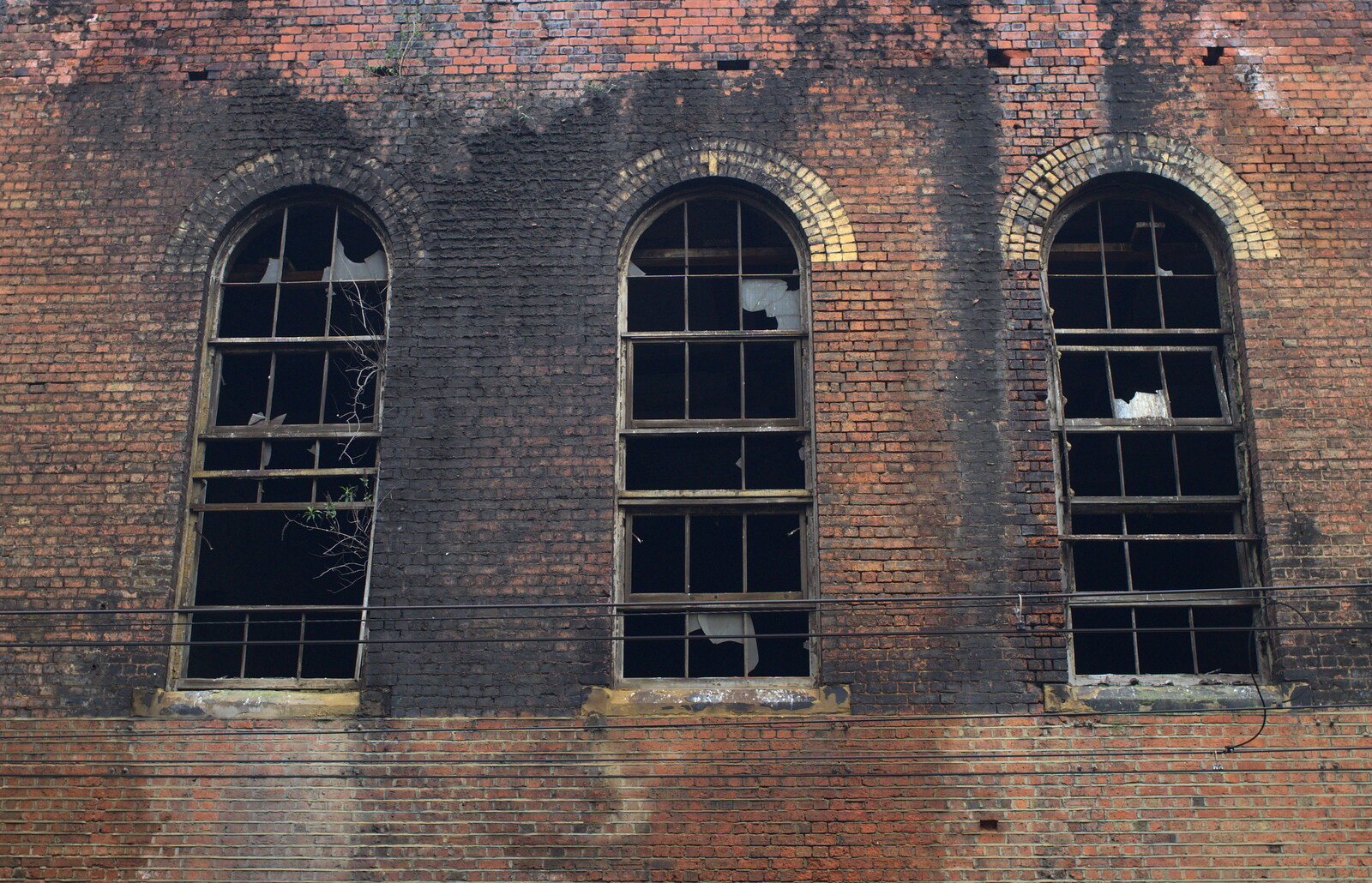 Smashed windows from Demolition of the Bacon Factory, and Railway Dereliction, Ipswich and London - 5th March 2013