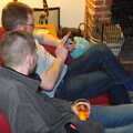 Marc's on his phone, Mikey P and Andy's 40th Birthday, Thorpe Abbots, Norfolk - 16th March 2013