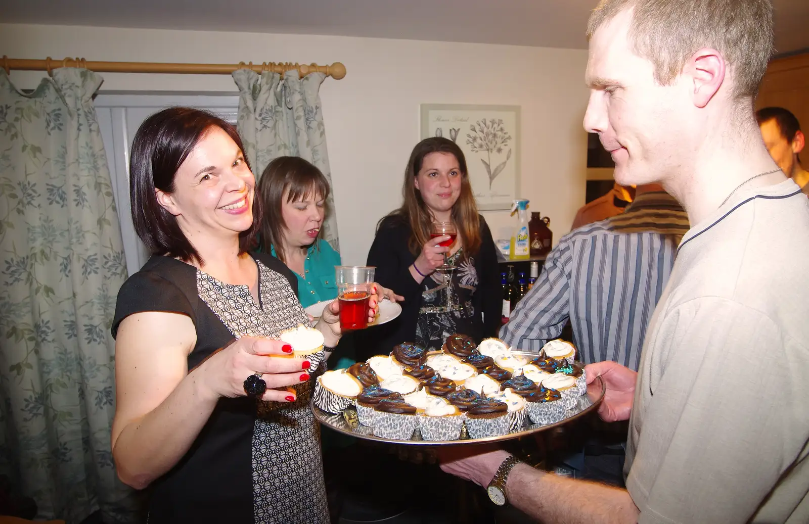 Andy passes the cakes around, from Mikey P and Andy's 40th Birthday, Thorpe Abbots, Norfolk - 16th March 2013