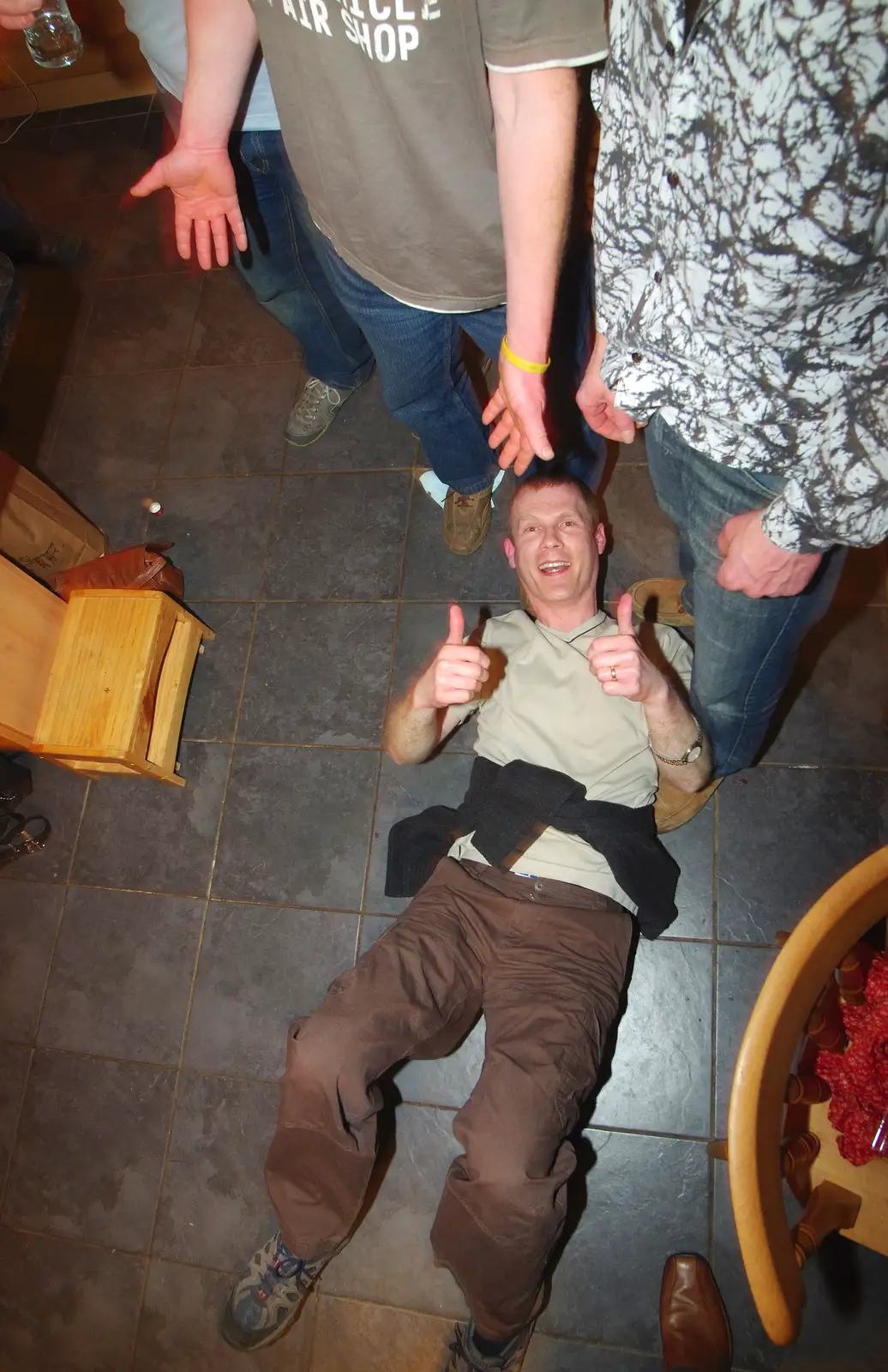 Andy's on the floor, from Mikey P and Andy's 40th Birthday, Thorpe Abbots, Norfolk - 16th March 2013