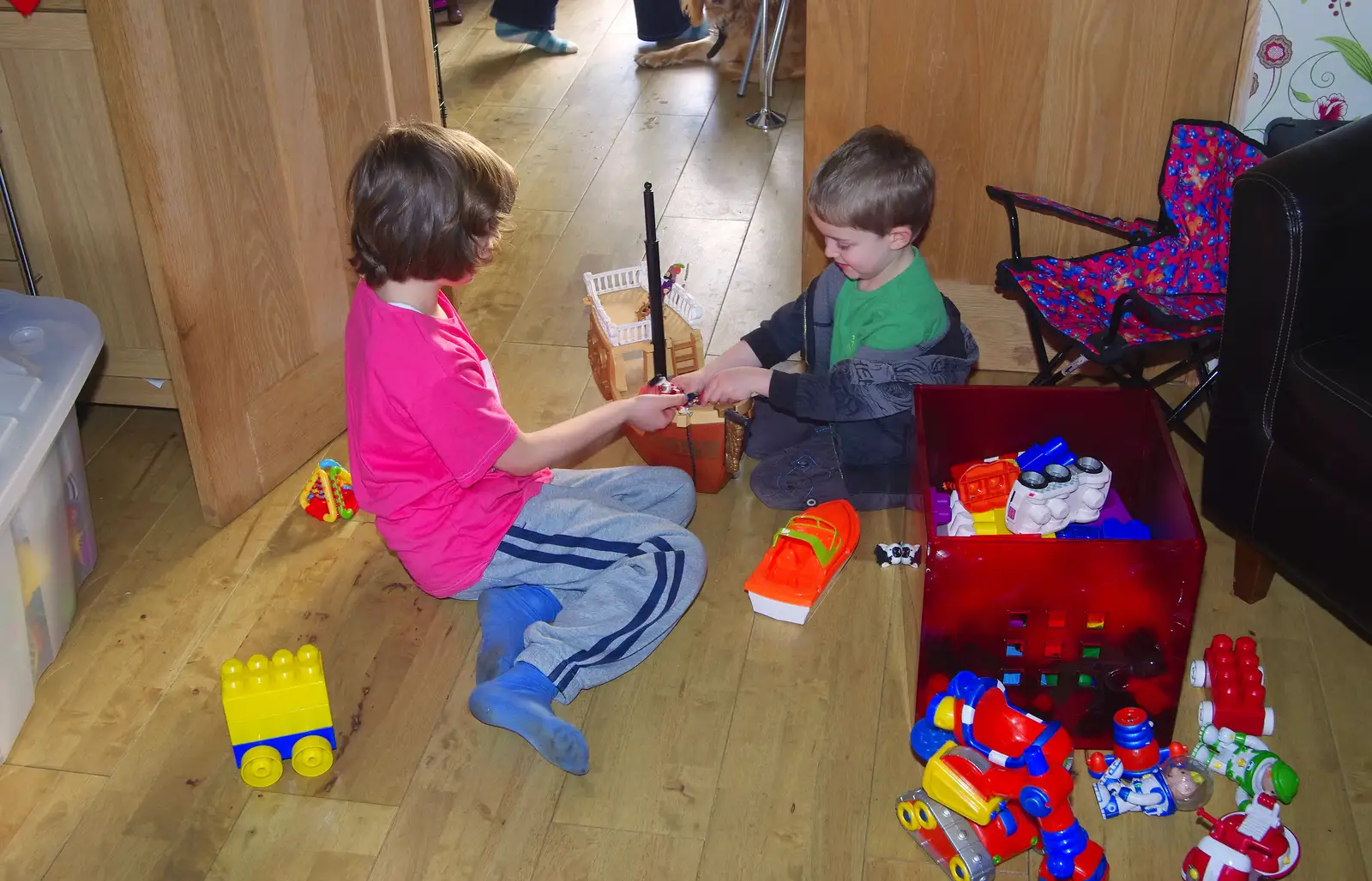 Rowan and Fred play with Playmobil, from A Trip to Highcliffe Castle, Highcliffe, Dorset - 18th March 2013