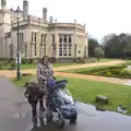 Isobel pushes Harry around in the rain, A Trip to Highcliffe Castle, Highcliffe, Dorset - 18th March 2013