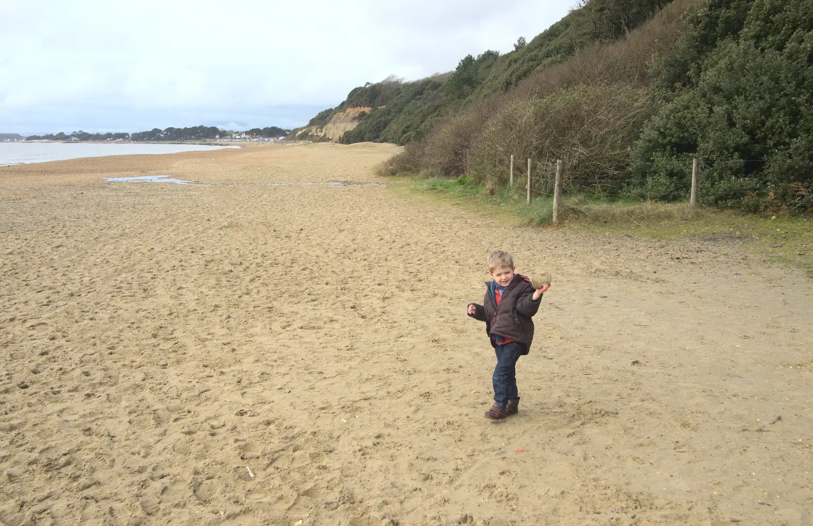 Fred on the beach, from A Trip to Highcliffe Castle, Highcliffe, Dorset - 18th March 2013