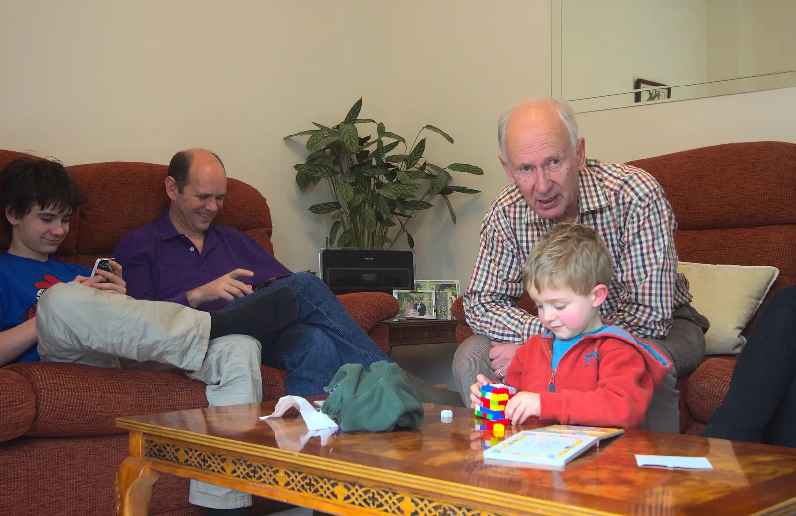 Fred plays with Lego as Bob looks on, from A Trip to Highcliffe Castle, Highcliffe, Dorset - 18th March 2013