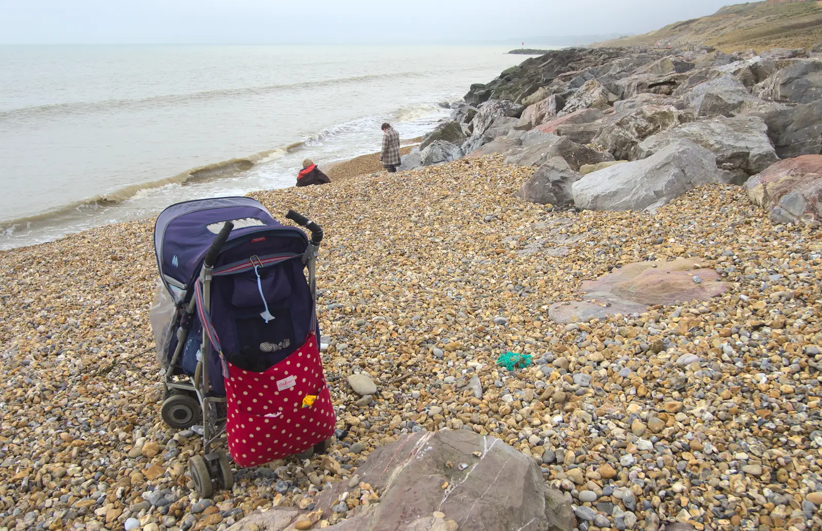 Harry's asleep in his buggy, from Barton on Sea Beach, and a Trip to Christchurch, Hampshire and Dorset - 19th March 2013