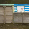 Boarded-up stripey beach hut, Barton on Sea Beach, and a Trip to Christchurch, Hampshire and Dorset - 19th March 2013