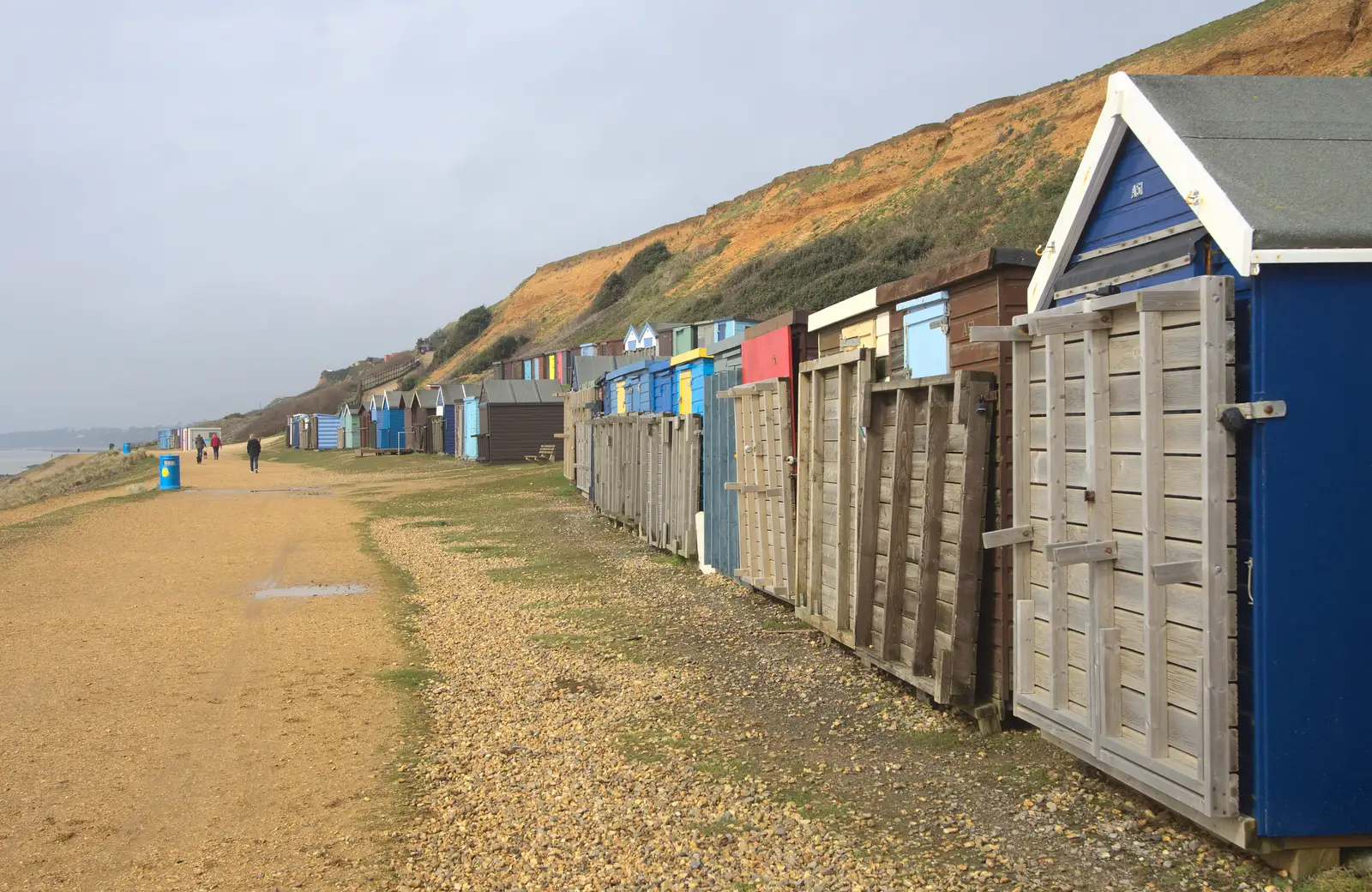 Barton beach huts: it's not quite Southwold, from Barton on Sea Beach, and a Trip to Christchurch, Hampshire and Dorset - 19th March 2013