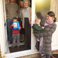 A family portrait by great-grandmother's door, Barton on Sea Beach, and a Trip to Christchurch, Hampshire and Dorset - 19th March 2013