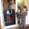 A family portrait by great-grandmother's door, Barton on Sea Beach, and a Trip to Christchurch, Hampshire and Dorset - 19th March 2013