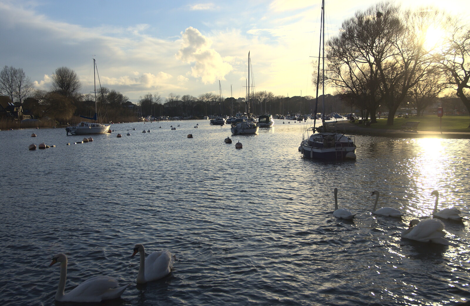Looking up the River Avon from Barton on Sea Beach, and a Trip to Christchurch, Hampshire and Dorset - 19th March 2013
