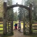 Isobel pauses by a wooden gate, The Ornamental Drive, Rhinefield, New Forest - 20th March 2013