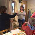 Louise, Isobel and Evelyn in the kitchen, An Easter Visit from Da Gorls, Brome, Suffolk - 2nd April 2013