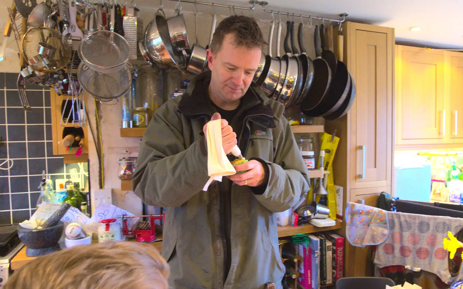 Nosher gets roped into cake decorating, from An Easter Visit from Da Gorls, Brome, Suffolk - 2nd April 2013