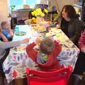 We hang out around the kitchen table, An Easter Visit from Da Gorls, Brome, Suffolk - 2nd April 2013