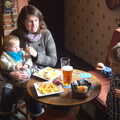 The boys share some chips for lunch, An Easter Visit from Da Gorls, Brome, Suffolk - 2nd April 2013