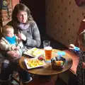 The boys share some chips for lunch, An Easter Visit from Da Gorls, Brome, Suffolk - 2nd April 2013