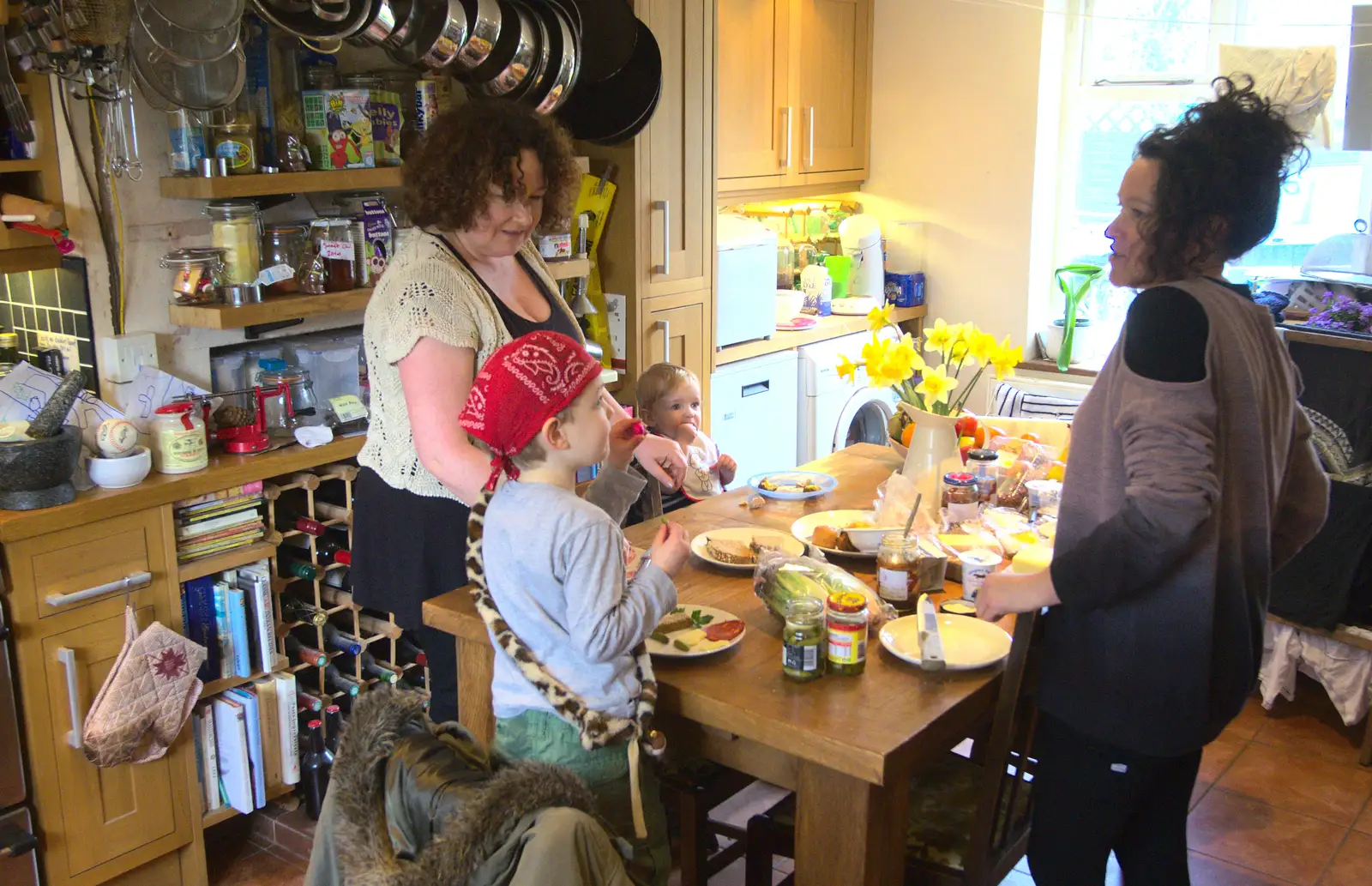 Making lunch in the kitchen, from A Walk at Grandad's, Bramford Dereliction and BSCC at Yaxley, Eye, Suffolk - 2nd April 2013