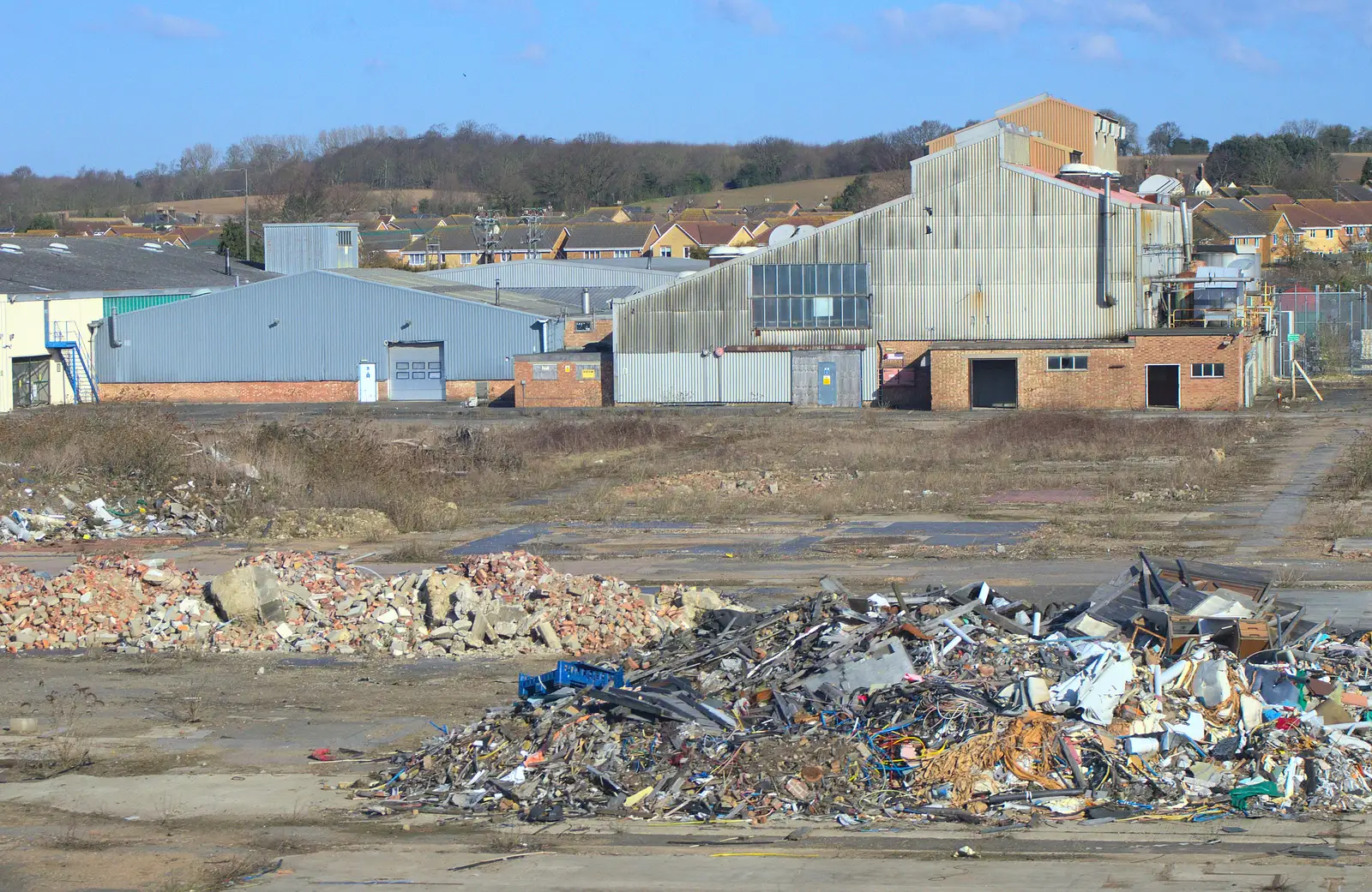 Derelict factory and heap of metal and junk, from A Walk at Grandad's, Bramford Dereliction and BSCC at Yaxley, Eye, Suffolk - 2nd April 2013