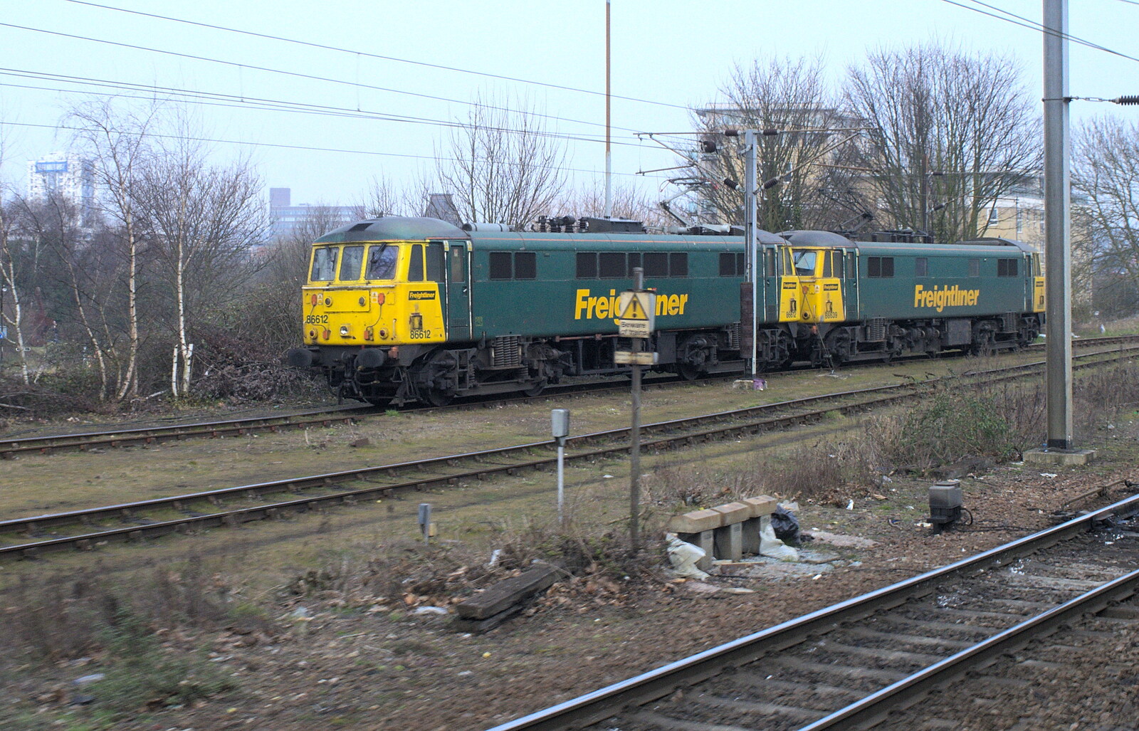 A pair of Class 86 locos, including 86612 from A Walk at Grandad's, Bramford Dereliction and BSCC at Yaxley, Eye, Suffolk - 2nd April 2013