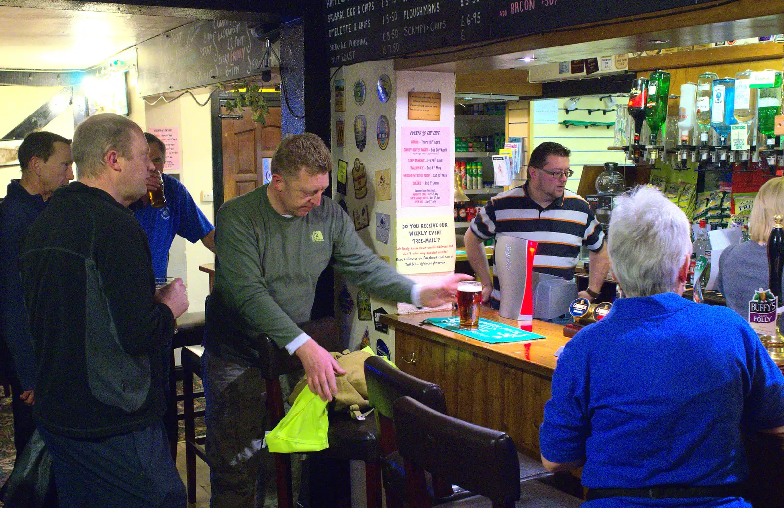 Gaz reaches for his pint in the Cherry Tree, from A Walk at Grandad's, Bramford Dereliction and BSCC at Yaxley, Eye, Suffolk - 2nd April 2013