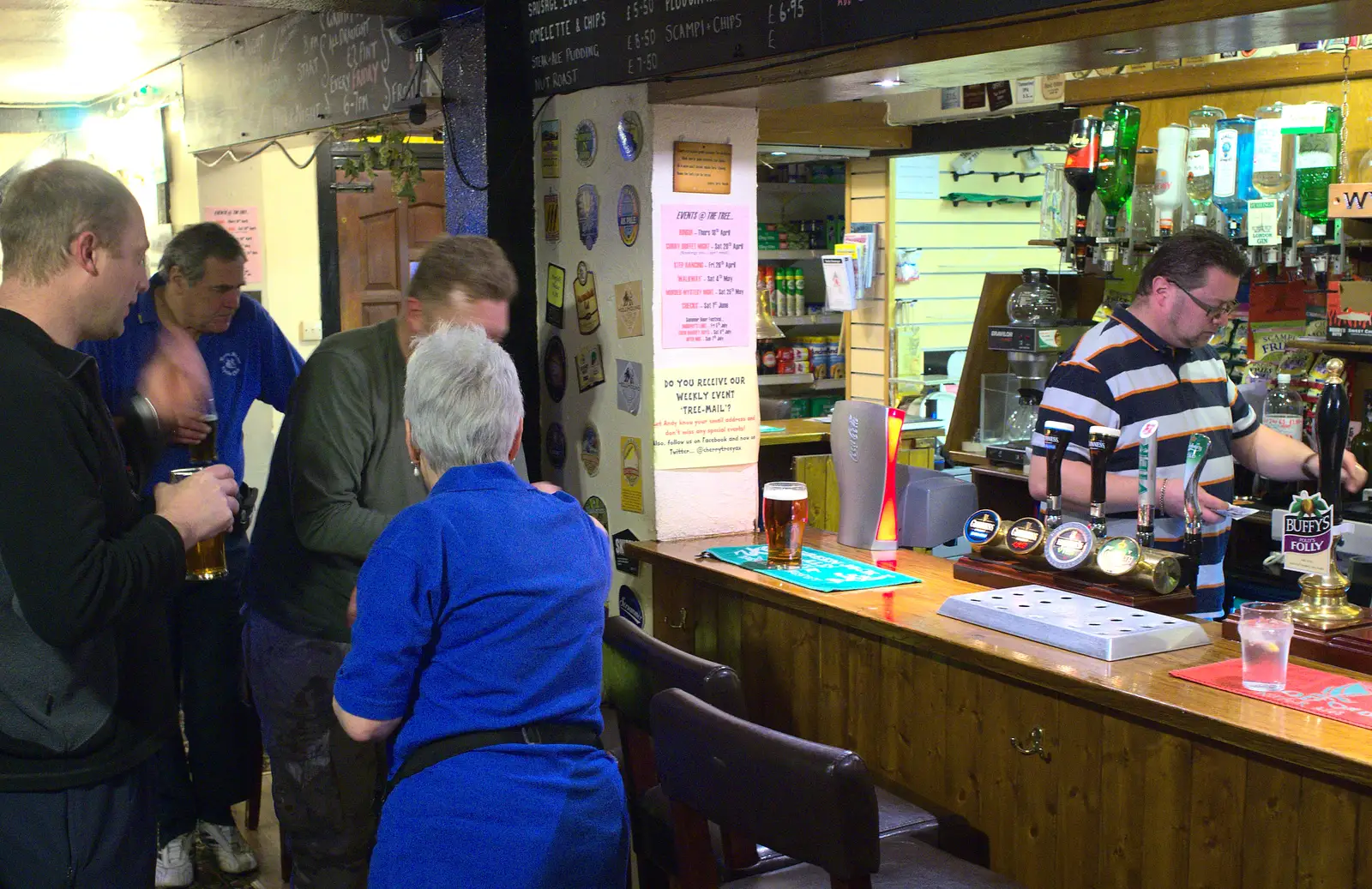 Andy the landlord behind the bar, from A Walk at Grandad's, Bramford Dereliction and BSCC at Yaxley, Eye, Suffolk - 2nd April 2013