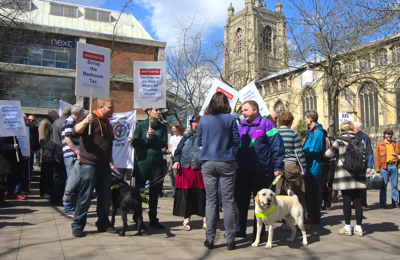 The dog looks somewhat fed up of protesting, from A Very Random Norwich Day, and The BBs at Laxfield, Norfolk and Suffolk - 13th April 2013