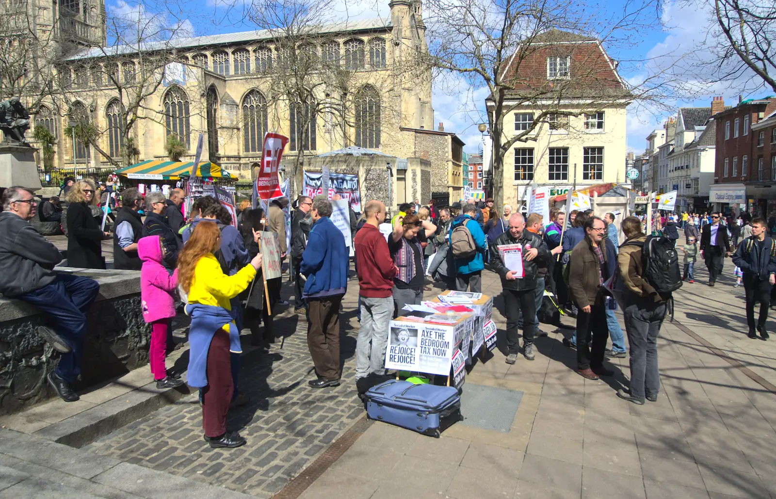 A mini 'bedroom tax' protest, from A Very Random Norwich Day, and The BBs at Laxfield, Norfolk and Suffolk - 13th April 2013