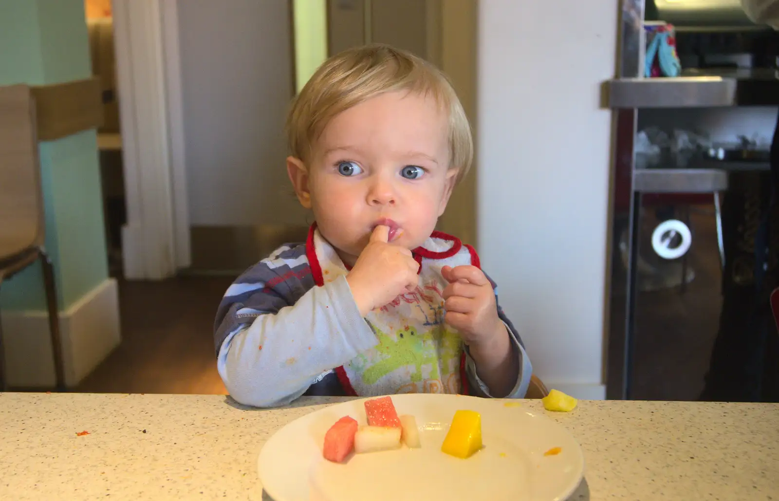 Harry ponders fruit, from A Very Random Norwich Day, and The BBs at Laxfield, Norfolk and Suffolk - 13th April 2013