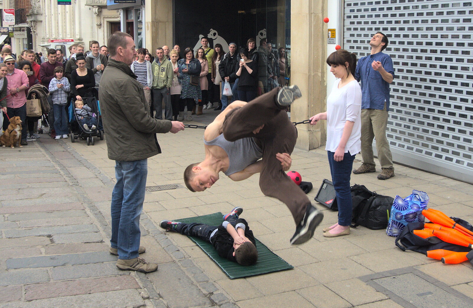 A jumper in mid air from A Very Random Norwich Day, and The BBs at Laxfield, Norfolk and Suffolk - 13th April 2013