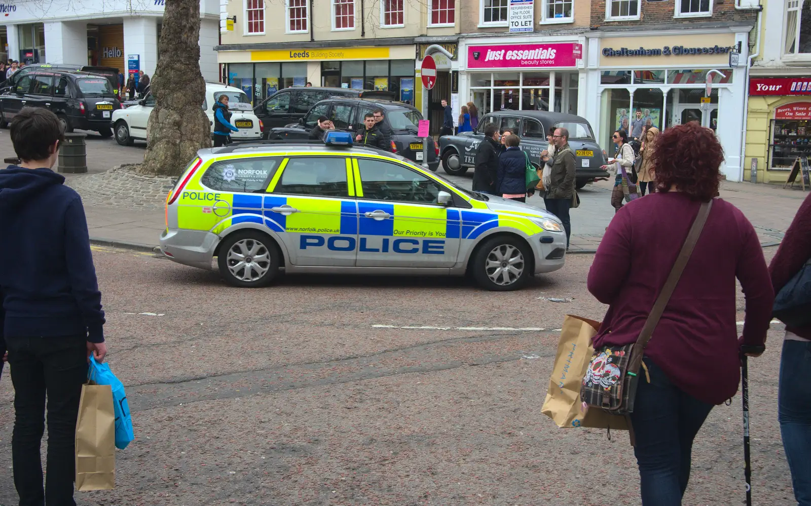 A police car does a drive by, from A Very Random Norwich Day, and The BBs at Laxfield, Norfolk and Suffolk - 13th April 2013