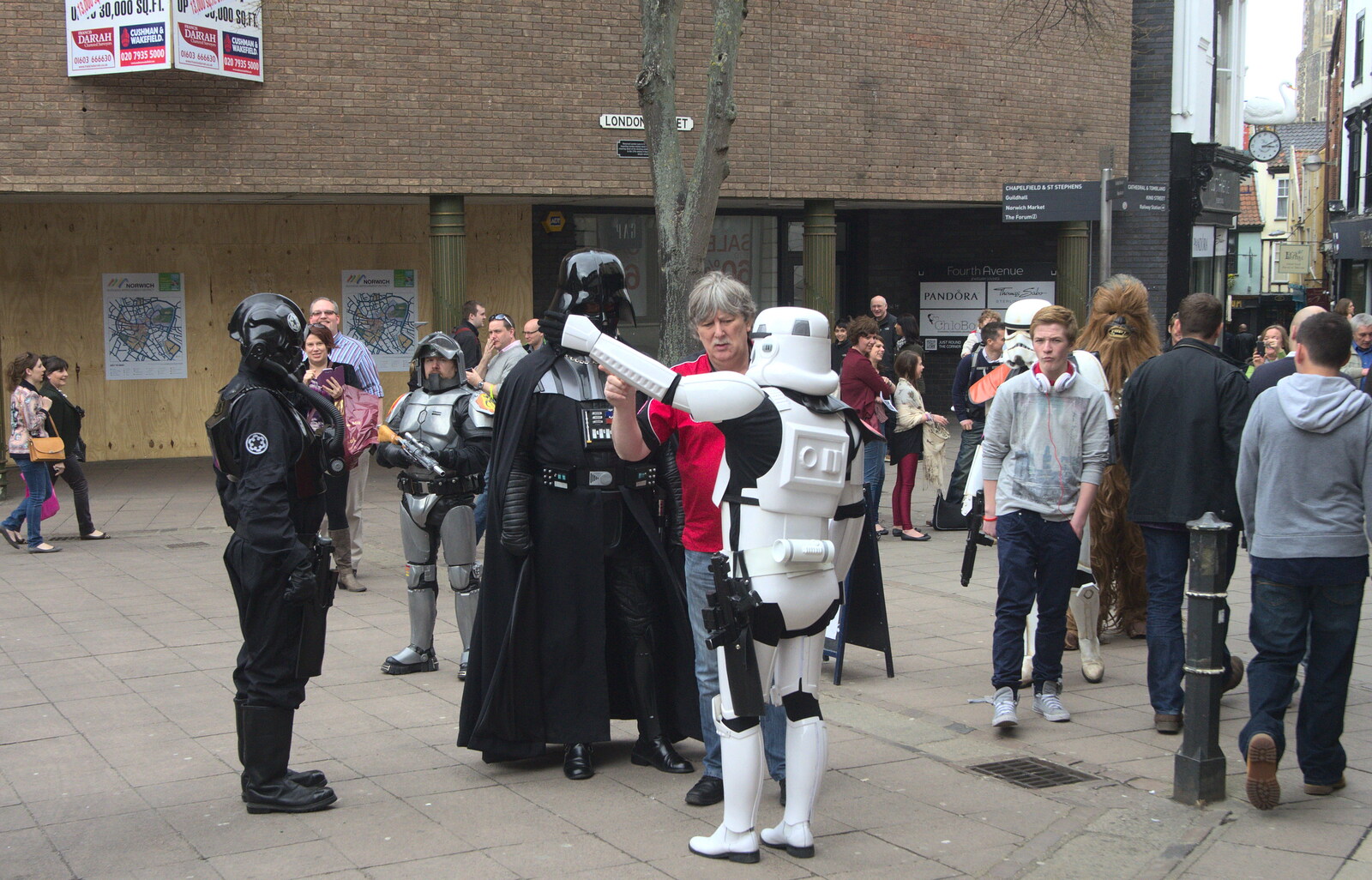 Darth Vader and minions assemble on London Street from A Very Random Norwich Day, and The BBs at Laxfield, Norfolk and Suffolk - 13th April 2013