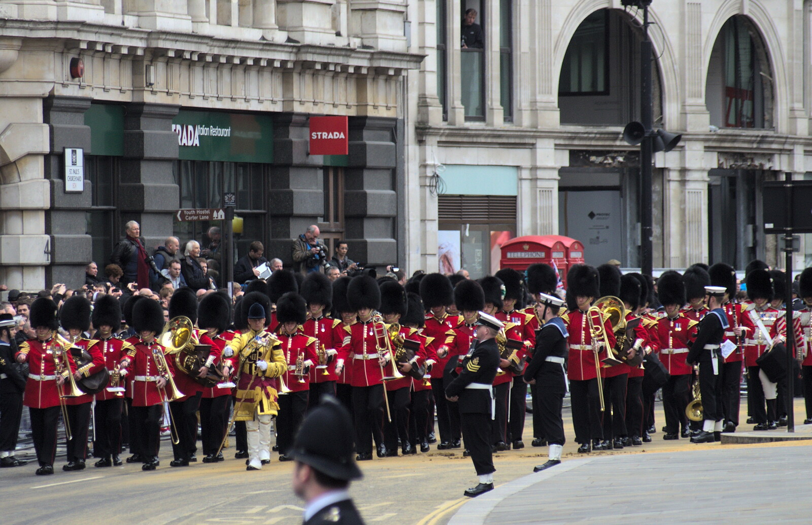 Another military band in Bearskins from Margaret Thatcher's Funeral, St. Paul's, London - 17th April 2013